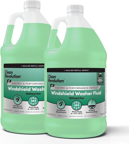 Clean Revolution EV Windshield Washer Fluid, 128oz, 100% Methanol-Free, Winter Ready up to -15°F, Compatible with Electric Vehicles & Performance Cars (EV) in Kuwait