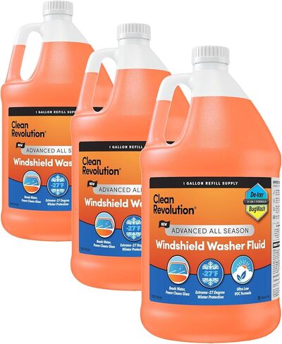 Clean Revolution EV Windshield Washer Fluid, 128oz, 100% Methanol-Free, Winter Ready up to -15°F, Compatible with Electric Vehicles & Performance Cars (EV) in Kuwait