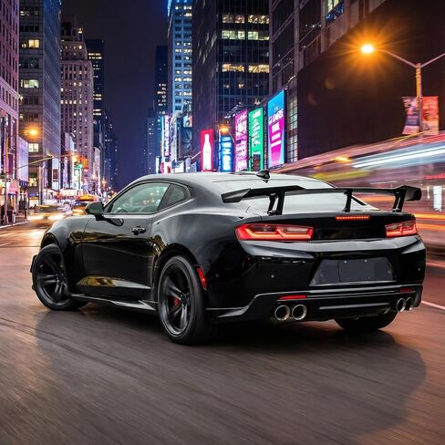 جناح سبويلر خلفي متوافق مع 2016-2024 كامارو ZL1 1LE STYL SS RS LT ZL جميع الموديلات، بدون كاميرا سبويلر خلفية أسود لامع in Kuwait