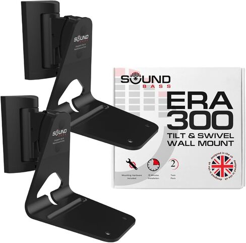 حامل تثبيت على الحائط ERA300، قابل للإمالة والدوران، أسود، مزدوج (قطعتان)، متوافق مع Sonos ERA 300، تركيب بدون جهد، يتضمن طقم تثبيت، مزدوج، زوج in Saudi Arabia
