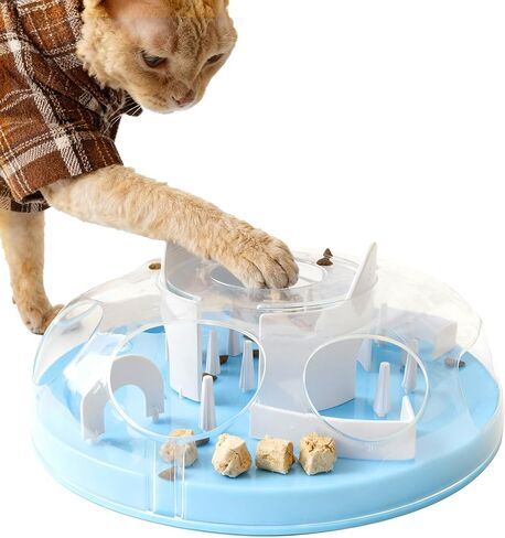 PetPrime Cat Puzzle Feeder Interactive Enrichment Toys for Indoor Cats Slow Feeder Cat Treat Puzzle Cat Food Puzzle Toy Cat Stimulation Toys for Indoor Cats Blue in Saudi Arabia