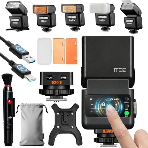 فلاش كاميرا Godox IT32 TTL مع مشغل فلاش X5S لكاميرات سوني، حذاء مغناطيسي ومشغل 2 في 1، شاشة لمس ملونة، رأس فلاش قابل للتدوير، نظام X TTL&HSS، مصباح تشكيل LED، ملحقات إبداعية in Saudi Arabia