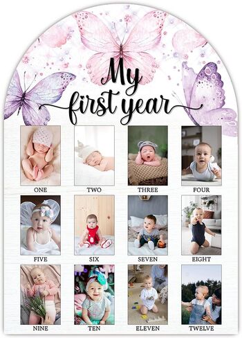 My First Year Photo Board, Wild 1st Baby Milestone Signs, 12 Months Wooden Picture Frame, Nursery Gender Neutral Gifts for Girl Boy, Best Gifts for 1st Birthday Baby Shower Decorations-A09 in Saudi Arabia
