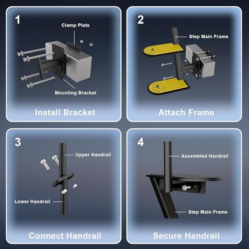 خطوات مقطورة القارب، تصميم عالي التحمل من 4 خطوات مع درابزين ووسادة مضادة للانزلاق، تناسب الألسنة بعرض 2 بوصة - 4 بوصة وارتفاع 3 بوصة - 5 بوصة، خطوات قارب بسعة 500 رطل للمقطورة in Kuwait
