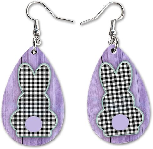 Easter Bunny Egg Dangle Earrings Set | Cute Girls Womens Jewelry Earings | Double Sided Print | Spring Holiday Gifts | Passover Sunday Girls Decorations Girlfriend Wife Adorable Fashion Accessories in Saudi Arabia