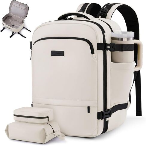 LOVEVOOK Travel Backpack for Women, 45L Expandable Large Carry On Backpack, Personal Item Travel Bag Flight Approved, Business Weekender Overnight Essentials Waterproof Back Pack, Fit 17 Inch Laptop in Kuwait