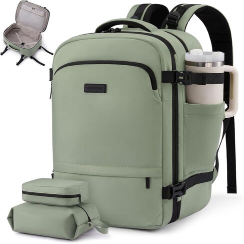 LOVEVOOK Travel Backpack for Women, 45L Expandable Large Carry On Backpack, Personal Item Travel Bag Flight Approved, Business Weekender Overnight Essentials Waterproof Back Pack, Fit 17 Inch Laptop in Kuwait