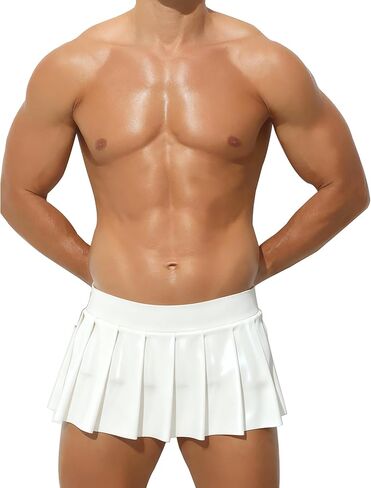 Mens Sexy Mini Pleated Skirt, Sissy Costume Skirt School Girl Lingerie Outfit for Role Playing in Kuwait