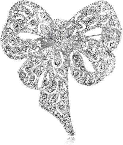 خمر حجر الراين القوس بروش للنساء حساسة كريستال كبير Bowknot دبوس تألق طية صدر السترة دبوس الشريط القوس بروش شارة الملابس التبعي عيد ميلاد عيد الميلاد مجوهرات هدية in Kuwait