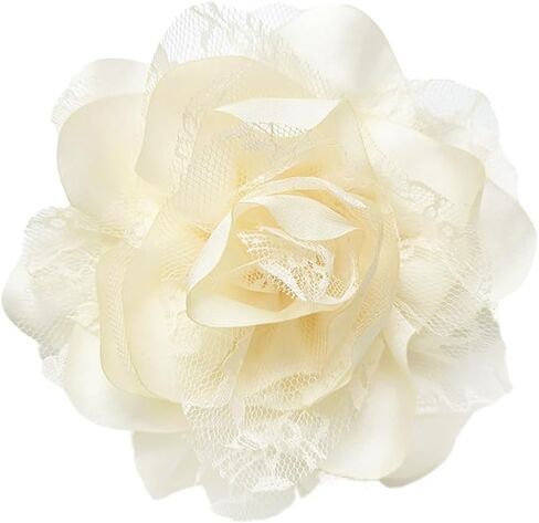 11cm Extra Large Rose Flower Brooches Lapel Pins Dainty Satin Fabric Lace Flower Hair Clips Elegant Brooch Big Camellia Flowers Brooch for Women Wedding Party Dance Clothes Accessories Jewelry in Saudi Arabia