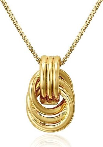 Dr's gift Gold Knot Pendant Necklace for Women Geometric Drop Chunky Gold Necklace 14K Gold Plated Statement Necklaces in Saudi Arabia
