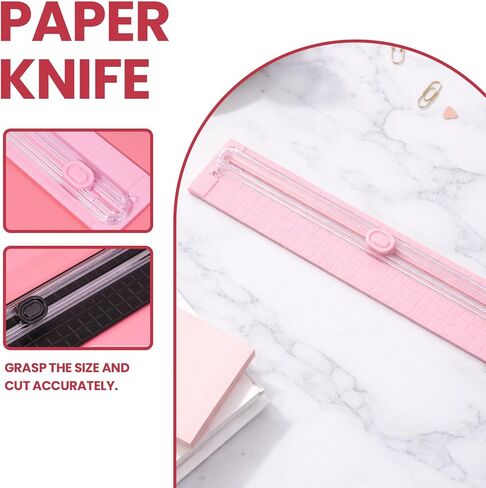 A3 Small Paper Trimmer, Portable Paper Cutter for Label, Origami, Card, Photo, Cardstock, and Craft Project, Pink in Saudi Arabia
