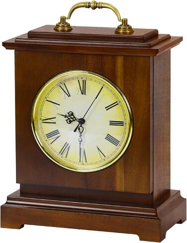 Shinoske Wooden Mantel Clock with Hidden Safe,Secret Compartment for Cash,Jewelry,Rings,Watches,Battery Operated Vintage Table Clock for Living Room,Home Decor,Mahogany in Saudi Arabia