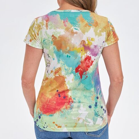 Hummingbirds of The USA - تي شيرتات برسومات على شكل حرف V للنساء - تي شيرت بتصميم الطبيعة والطائر الطنان مطبوع بالكامل للنساء in Saudi Arabia