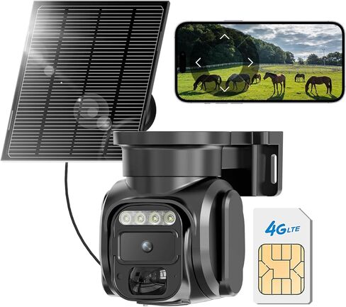 كاميرا أمان تعمل بالطاقة الشمسية 4G LTE لاسلكية في الهواء الطلق، لا توجد كاميرا أمان WiFi مع بطاقة SIM وخطة بيانات غير محدودة، تحدث في اتجاهين، عرض مباشر بزاوية 355 درجة، رؤية ليلية ملونة 2K، مستشعر حركة PIR in Kuwait