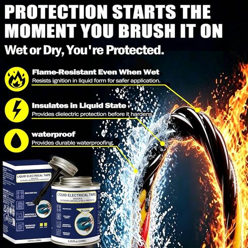 5.29OZ Liquid Electrical Tape, Black Insulating Glue with Brush Cap, Waterproof & Flexible Rubber Coating, Quick-Drying for Wires, Cables, Outdoor Electrical Connectors, Marine, Automotive Use in Saudi Arabia