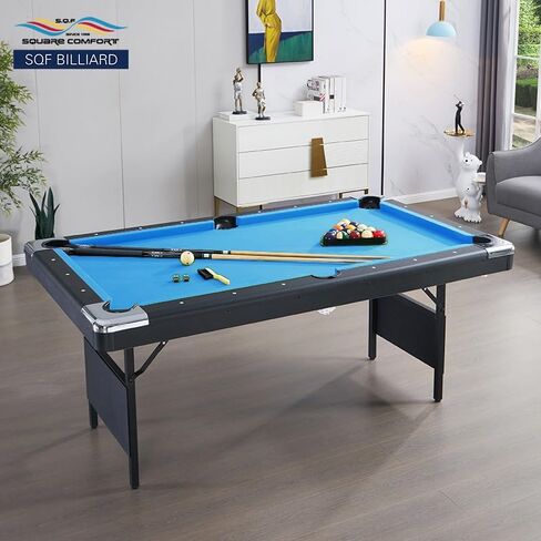 S.Q.F 7 ft Pool Table,Home & Professional Use Portable Foldable Heavy-Duty Wooden Frame Pool Table, Billiards Table, Includes 2 Cues,Full Set of Balls, Triangle Rack Chalk in Saudi Arabia