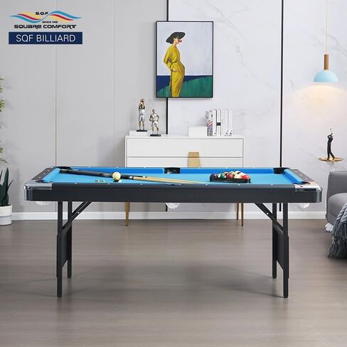 S.Q.F 7 ft Pool Table,Home & Professional Use Portable Foldable Heavy-Duty Wooden Frame Pool Table, Billiards Table, Includes 2 Cues,Full Set of Balls, Triangle Rack Chalk in Saudi Arabia