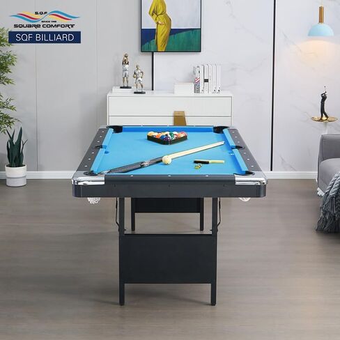 S.Q.F 7 ft Pool Table,Home & Professional Use Portable Foldable Heavy-Duty Wooden Frame Pool Table, Billiards Table, Includes 2 Cues,Full Set of Balls, Triangle Rack Chalk in Saudi Arabia