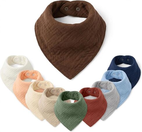 Mère & Moi Muslin Baby Bandana Bibs – 100% Cotton, Soft & Absorbent Drool & Teething Bibs in Saudi Arabia