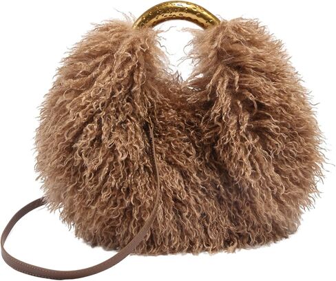 Faux Fur Handbag and Purse for Women Y2K Fluffy Hobo Shoulder Bag Cute Plush Furry Crossbody Bag with Adjustable Strap in Saudi Arabia