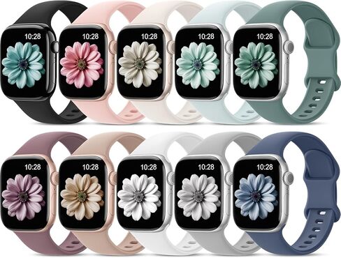 10 عبوات من سوار السيليكون الرياضي المتوافق مع أحزمة ساعة Apple 38 مم 40 مم 41 مم 42 مم 44 مم 45 مم 46 مم 49 مم للنساء والرجال، حزام ناعم مقاوم للماء لسلسلة iWatch 10 9 8 se 7 6 5 4 3 حاصل على براءة اختراع فائقة in Saudi Arabia