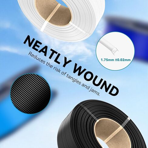 SUNLU Refill PETG Filament 1.75mm, 3D Printer Filament, Suitable for Bambu Lab and SUNLU Reusable Spools, Dimensional Accuracy +/- 0.02 mm, 1kg per Spool, 4 Pack, Black in Saudi Arabia