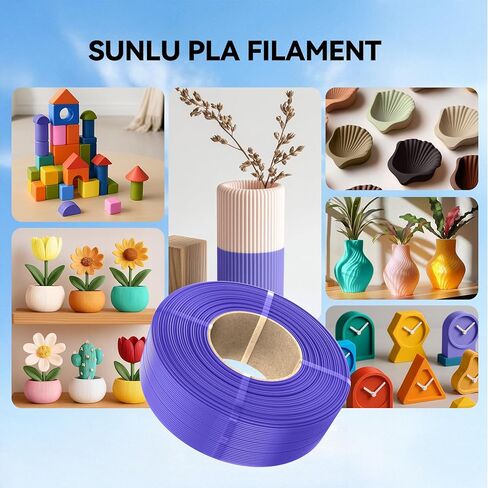 SUNLU Refill PETG Filament 1.75mm, 3D Printer Filament, Suitable for Bambu Lab and SUNLU Reusable Spools, Dimensional Accuracy +/- 0.02 mm, 1kg per Spool, 4 Pack, Black in Saudi Arabia