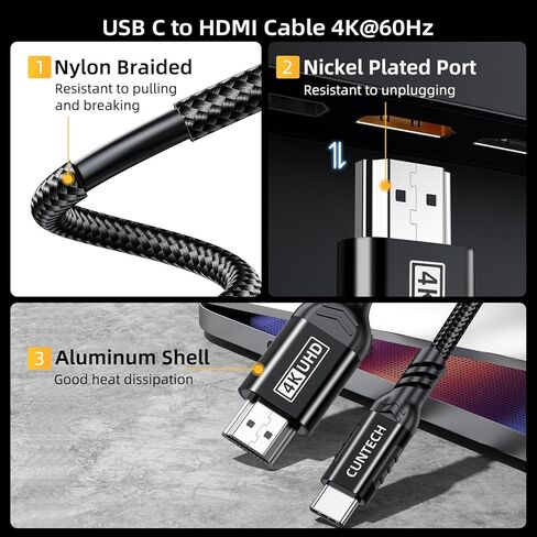 USB C to HDMI Adapter 4K@60Hz, USB Type-C to HDMI Female Adapter [Thunderbolt 3/4 Compatible] for MacBook Pro/Air for iPhone16/15 Surface Samsung Galaxy S21 S20 USB C Laptop Tablet Cell Phone in Saudi Arabia