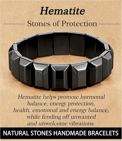 الهيماتيت سوار الرجال الأحجار الطبيعية الأساور المصنوعة يدويا يعيد الطاقة الذكورية الذكور شفاء أساور للرجال هدايا المجوهرات ملهمة in Kuwait