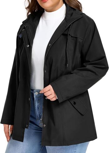 سترة مطر نسائية مقاس كبير من SaphiRose، معطف مطر مقاوم للماء، معاطف مطر خفيفة الوزن مع غطاء للرأس in Kuwait