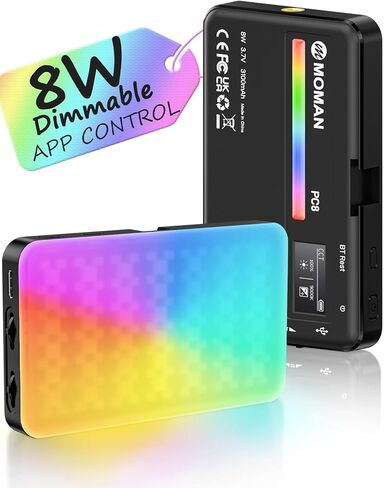 Moman LED Camera Light, RGB Video Lights for Photography, App Wireless Control, 2500-9000K, CRI 95+, Long Battery Life, Portable Lighting Panel with Cold Shoe, Fits for Sony/Canon in Saudi Arabia