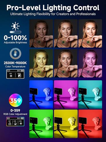 Moman LED Camera Light, RGB Video Lights for Photography, App Wireless Control, 2500-9000K, CRI 95+, Long Battery Life, Portable Lighting Panel with Cold Shoe, Fits for Sony/Canon in Saudi Arabia