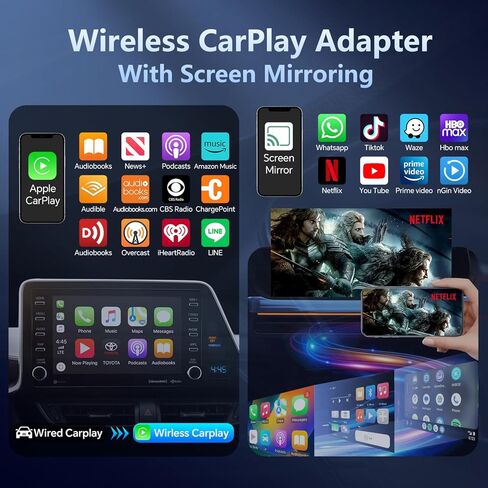 محول CarPlay لاسلكي صغير، التوصيل والتشغيل السريع للتحويل السلكي إلى CarPlay اللاسلكي، متوافق مع سيارات i-Phone 6+ و2015+ in Kuwait
