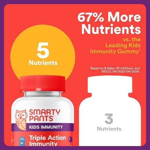 مكمل SmartyPants Kids Sleep Gummies مع الميلاتونين 0.5 ملغ: البابونج وفيتامين D3، مساعد النوم، نكهة الفراولة والمانجو، 60 قطعة in Kuwait