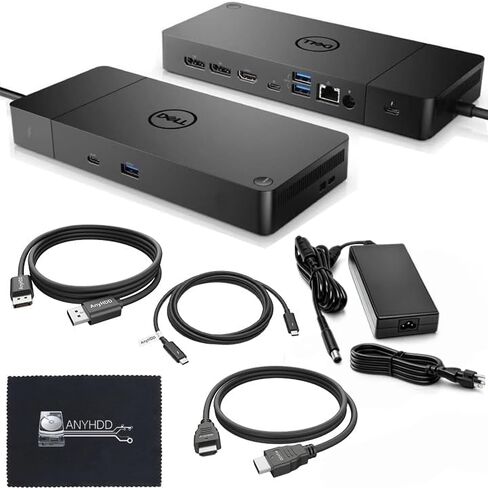 Dell WD19TB Thunderbolt Docking Station with 180W AC Power Adapter (130W Power Delivery) + HDMI Cable + DisplayPort Cable + Thunderbolt Cable + Microfiber Cloth Included in Saudi Arabia
