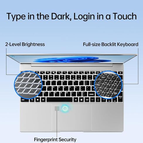 2025 Newest 15.6'' Laptop Windows 11, 16GB RAM 512GB PCIe SSD, Intel N5095 Processor(Max 2.9 GHz), 1080P Full HD Display, Backlit Keyboard, Fingerprint, Webcam, HDMI Type-A, WiFi, BT 4.2 in Saudi Arabia