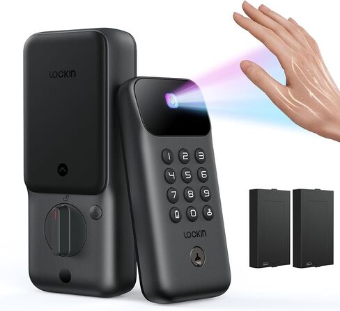 Lockin Veno Go Smart Deadbolt Lock with Touchless Palm Vein Recognition, Built-in Wi-Fi & Matter, 5-in-1 Keyless Entry, 7-Month Rechargeable Battery, ANSI Grade 3, IP53 Weather-Resistant in Saudi Arabia