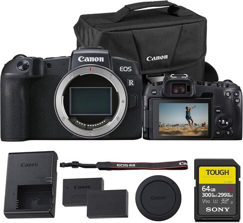 Canon EOS RP Mirrorless Camera (Body Only) – Full-Frame 26.2MP CMOS Sensor, Vari-Angle Touchscreen, 4K Video, Wi-Fi + Bluetooth – Compact & Lightweight (3380C002) + 64GB Card + Shoulder Bag in Saudi Arabia