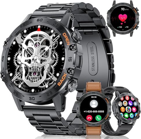 Military Smart Watch for Men(Answer/Dial Calls),5ATM Waterproof Fitness Watch,100 Sports Modes, with Blood Pressure/Heart Rate/SpO2 for Android/iOS,1.39''HD DIY Screen Smart Watch in Saudi Arabia