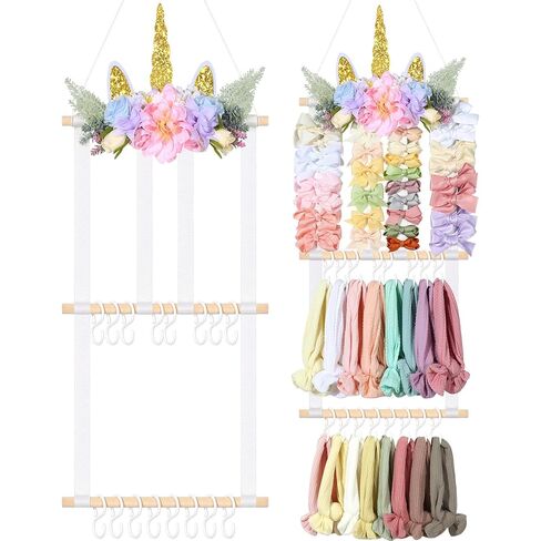 POVETIRE Unicorn حامل قوس الشعر للفتيات، منظم شماعات مشبك الشعر، عرض تخزين قوس الطفل على الحائط للتعليق على ديكور غرفة الحضانة in Kuwait