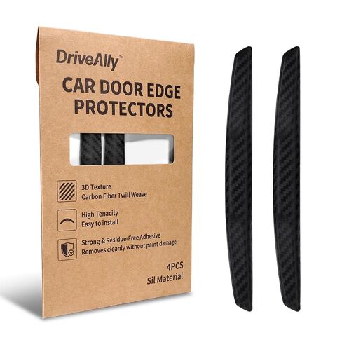 4Pcs 3D Carbon Fiber Texture Car Door Edge Protector Trim Strip Anti-Scratch and Anti-Collision Side Door Protectors Vehicle Exterior Accessories Sticker Black in Saudi Arabia