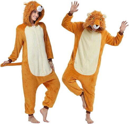 Unisex Animal Onesie Pajamas Adult - Flannel Animal One Piece Costume Halloween Cosplay Party Sleepwear in Saudi Arabia