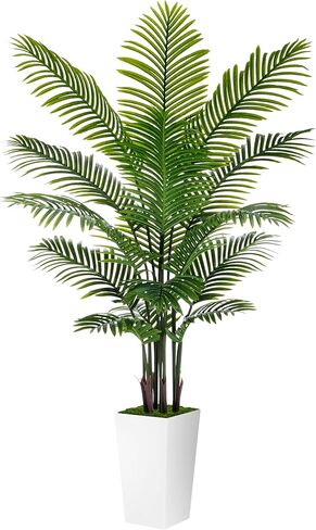 Artificial Palm Tree 5FT - Fake Tree with Black Tall Planter - Faux Tropical Areca Floor Plant in Pot - Artificial Silk Plant for Home Office Living Room Decor Indoor in Saudi Arabia