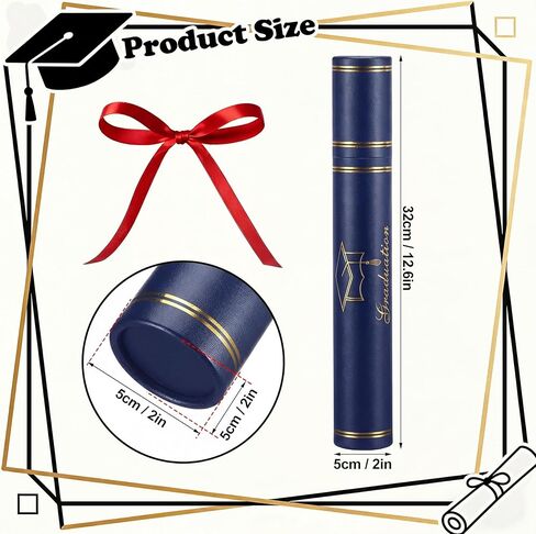 Tinlade Black Graduation Diploma Tube Holder with Gold Foil Stamping Graduation Cap 12.6 x 2 x 2 Inches Waterproof Certificate Scroll Holder for Certificate Diploma Documents Posters Blueprints in Kuwait