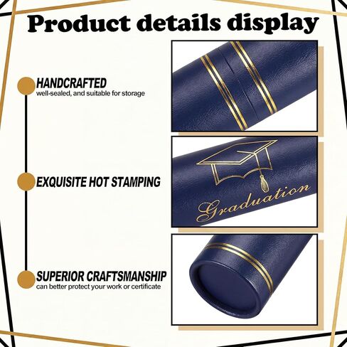 Tinlade Black Graduation Diploma Tube Holder with Gold Foil Stamping Graduation Cap 12.6 x 2 x 2 Inches Waterproof Certificate Scroll Holder for Certificate Diploma Documents Posters Blueprints in Kuwait