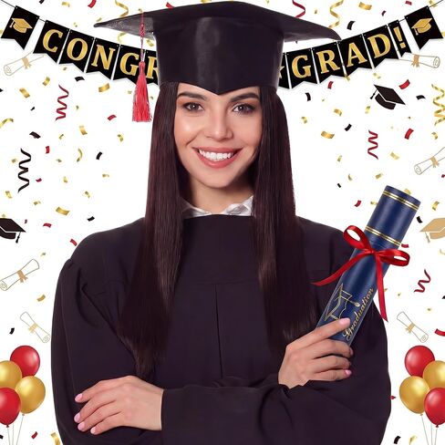 Tinlade Black Graduation Diploma Tube Holder with Gold Foil Stamping Graduation Cap 12.6 x 2 x 2 Inches Waterproof Certificate Scroll Holder for Certificate Diploma Documents Posters Blueprints in Kuwait