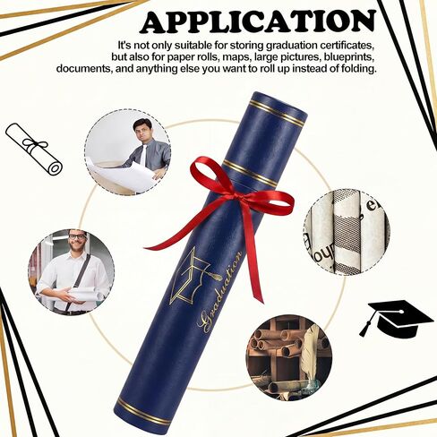 Tinlade Black Graduation Diploma Tube Holder with Gold Foil Stamping Graduation Cap 12.6 x 2 x 2 Inches Waterproof Certificate Scroll Holder for Certificate Diploma Documents Posters Blueprints in Kuwait