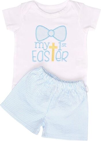 Baby Boys Girls 2pc Outfit Set Short Sleeve Bodysuit with Shorts in Saudi Arabia