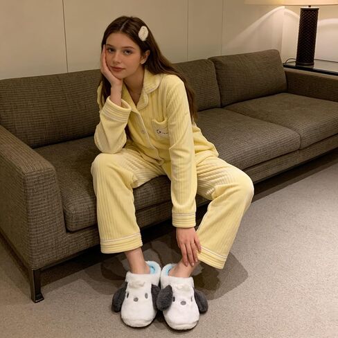 Roffatide Anime Cute Plush Open Back Floor Slippers Indoor Shoes Fuzzy Slippers with Rubber Sole for Women in Saudi Arabia
